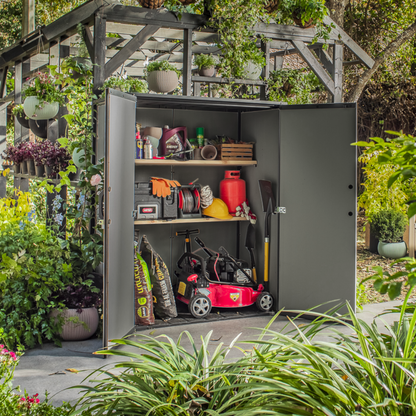 Tall Garden Storage Cabinet – Outdoor Storage Unit Grey