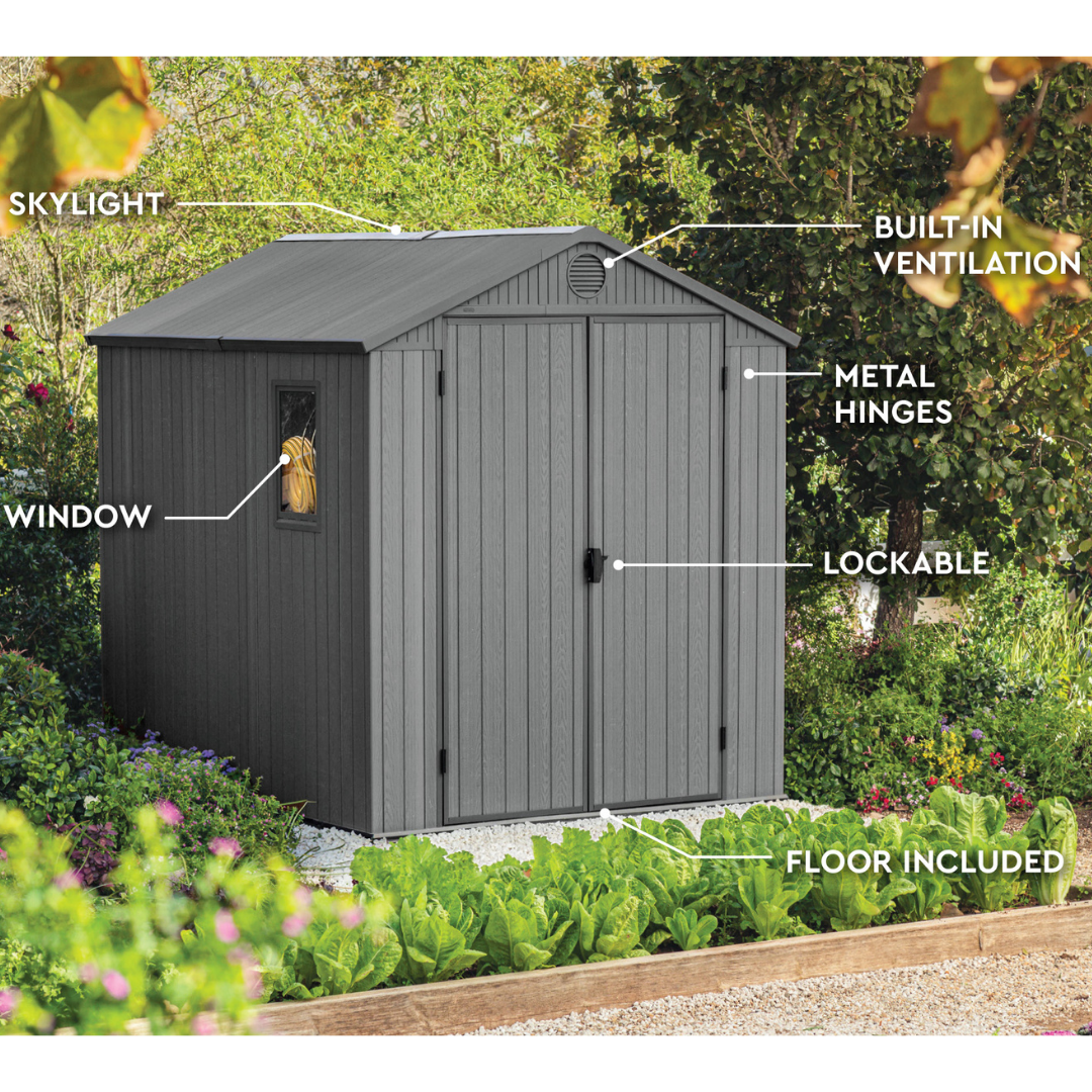 8x8ft Garden Shed – Outdoor Storage Grey