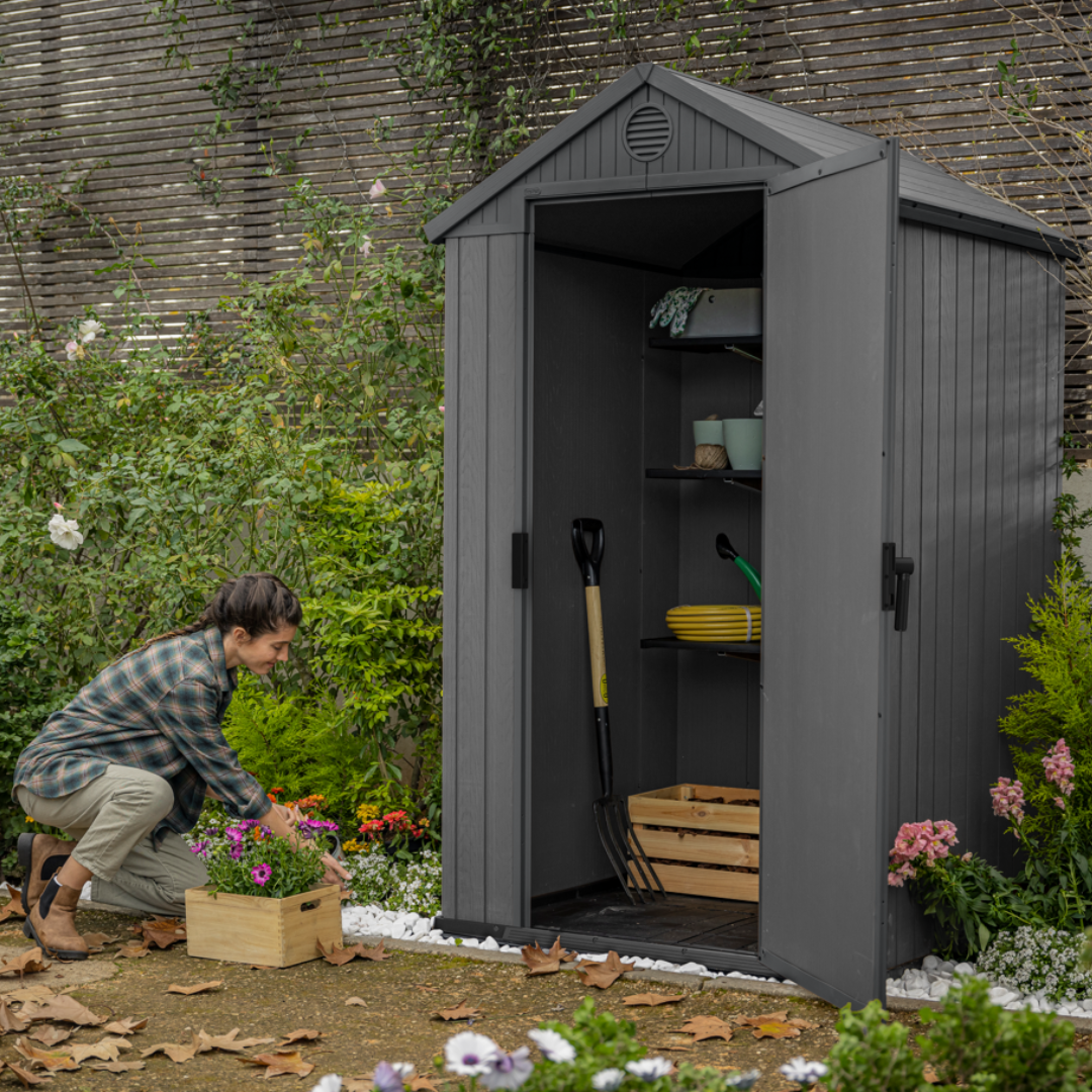 4x4ft Garden Shed – Outdoor Storage Grey