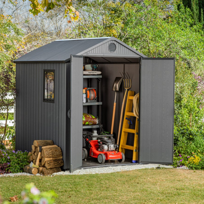 6x6ft (1.9m x 1.8m) Garden Shed – Outdoor Storage Grey