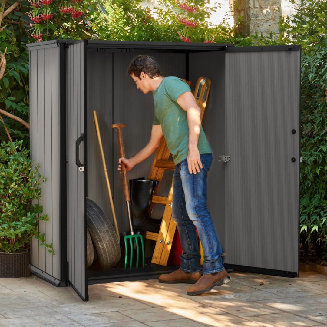 Tall Garden Storage Cabinet – Outdoor Storage Unit Grey