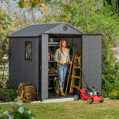 6x6ft (1.9m x 1.8m) Garden Shed – Outdoor Storage Grey