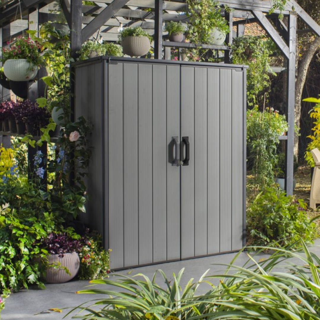 Tall Garden Storage Cabinet – Outdoor Storage Unit Grey