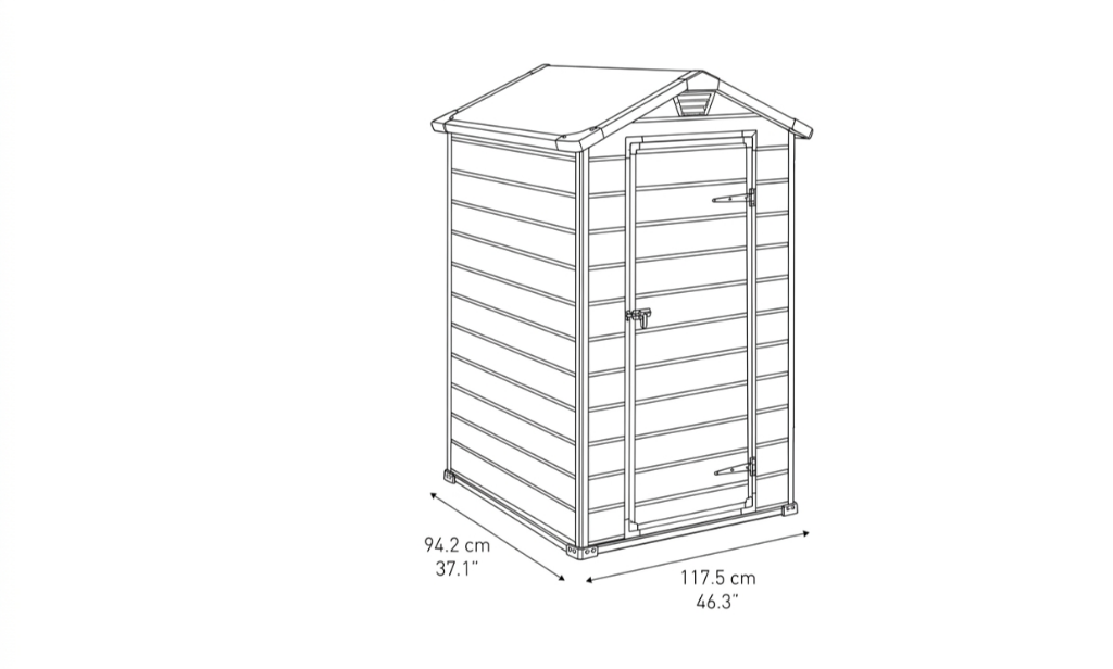 4x3 ft Garden Shed – Light Grey Outdoor Storage