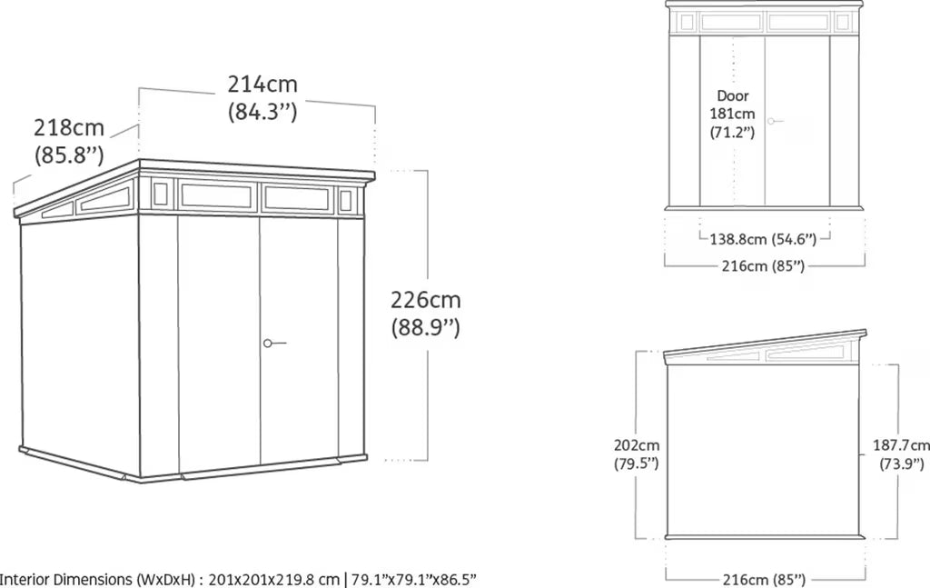 7x7ft Pent Garden Shed – Wood Effect Storage
