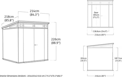7x7ft Pent Garden Shed – Wood Effect Storage