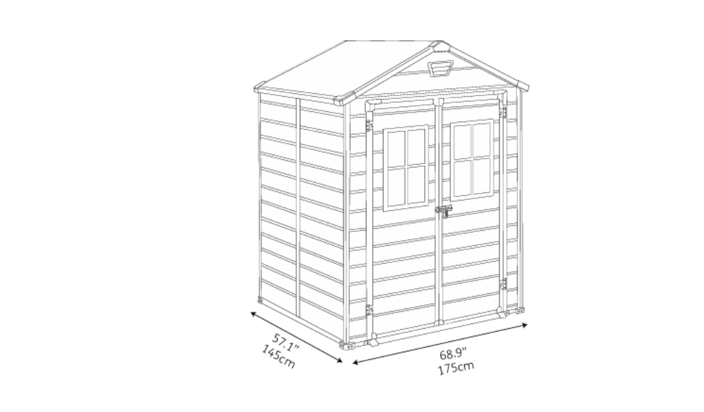 6x5 ft Garden Shed with Windows – Light Grey Storage