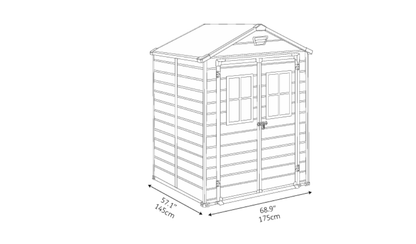 6x5 ft Garden Shed with Windows – Light Grey Storage