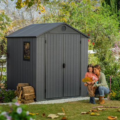 6x6ft (1.9m x 1.8m) Garden Shed – Outdoor Storage Grey