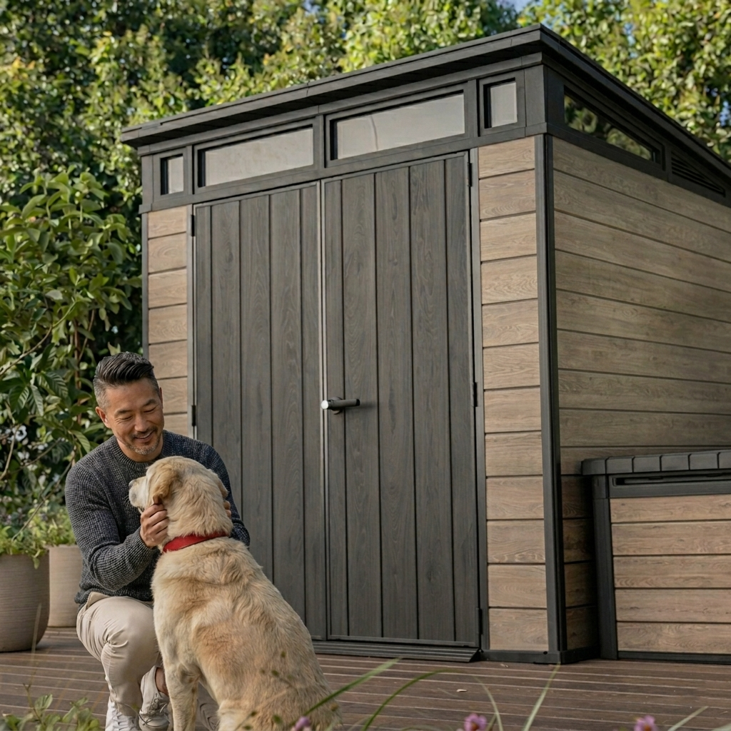 7x7ft Pent Garden Shed – Wood Effect Storage