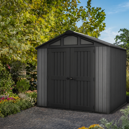8x8 ft Garden Shed – Dark Grey Outdoor Storage