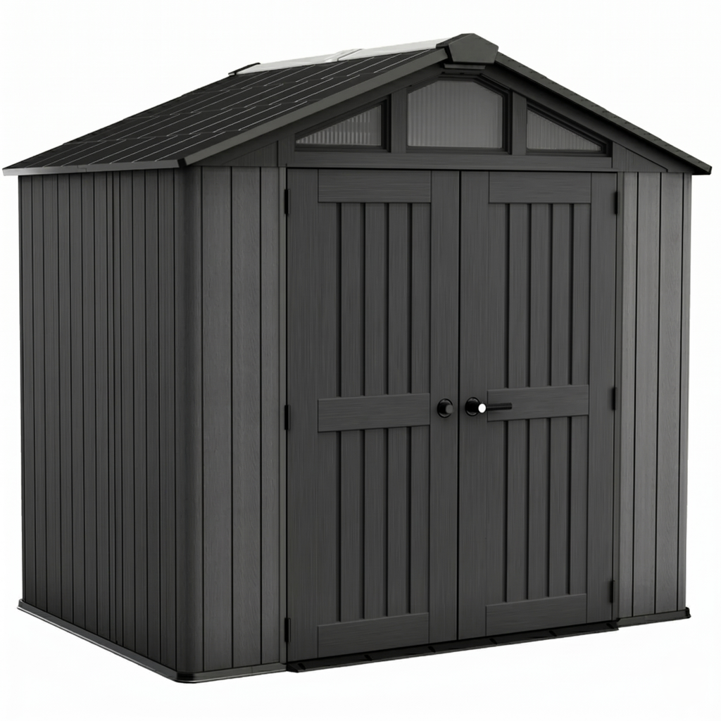 8x8 ft Garden Shed – Dark Grey Outdoor Storage