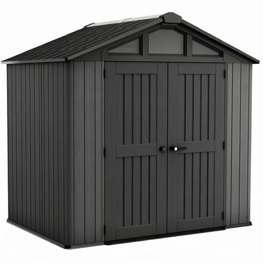 8x8 ft Garden Shed – Dark Grey Outdoor Storage